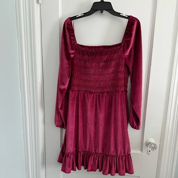 NWT LC Lauren Conrad Long Sleeve Smocked Mini Dress Size Large - Picture 4 of 7